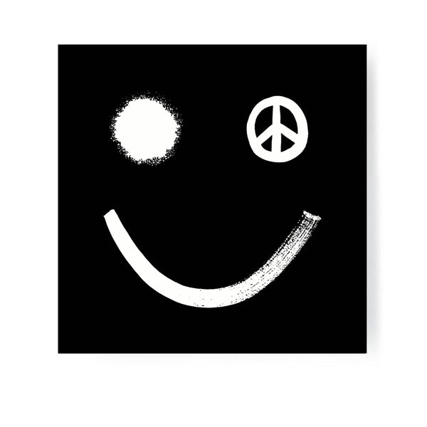 "Smiley Peace – White On Black" Digital Print