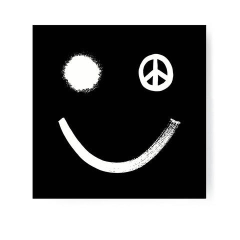 "Smiley Peace – White On Black" Digital Print